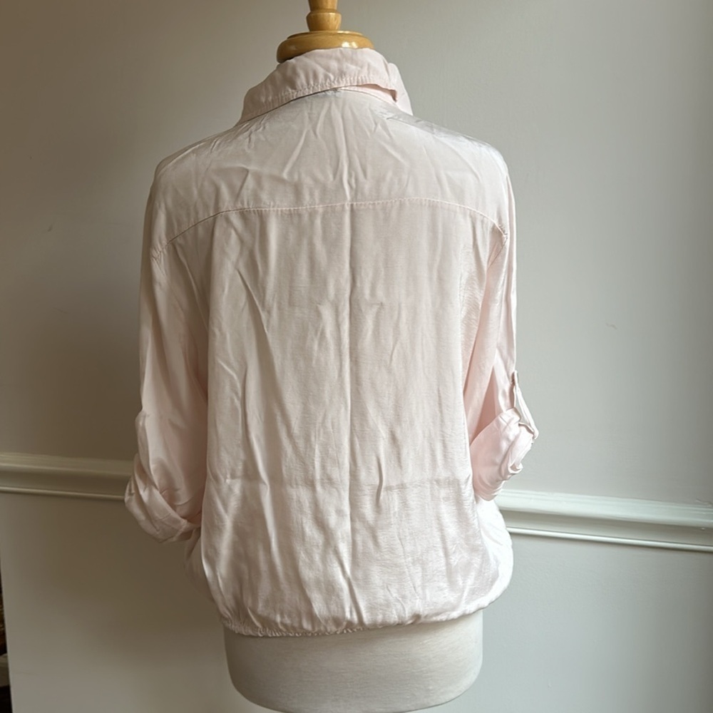 Made In Italy Sequins Pocket Rayon Blousey Top Pink OS EUC - Picture 6 of 8